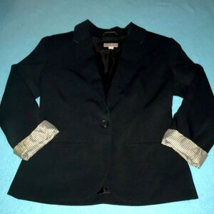 MERONA blazer black with striped lining in sleeves three pockets NEW size 2